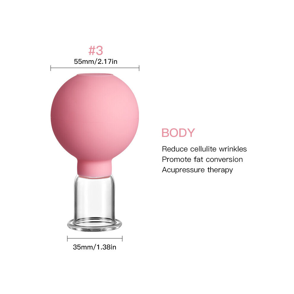 Dechoicelife Pink (A-03(Body)) 4Pcs/Set Vacuum Cupping Cups Pvc Head Glass Suction Body Massage Family Meridian Acupuncture Chinese Medical Therapy Jar