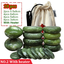 (a-NO2 with heater) Green Jade glaze hot stone massage Set massager back massageador Health Care stones for massage spine basalt lava stone spa