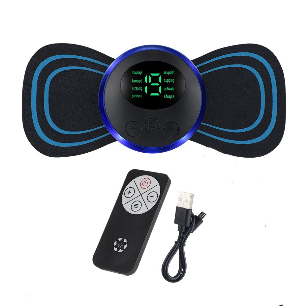 Dechoicelife (A-Wtih Remote Control) 5Pcs Ems Electric Pulse Neck Massager Cervical Massage Patch Neck Back Sticker Muscle Stimulator Portable Relief Pain Relax