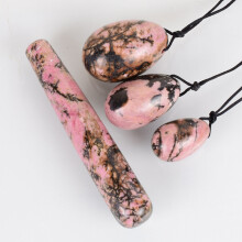 (a-4 pcs drill) Natural Rhodonite Yoni Egg Set Original Stone Quartz Chakra Healing Ball Yoga Kegel Exercise Pelvic Floor Muscle Training Tool