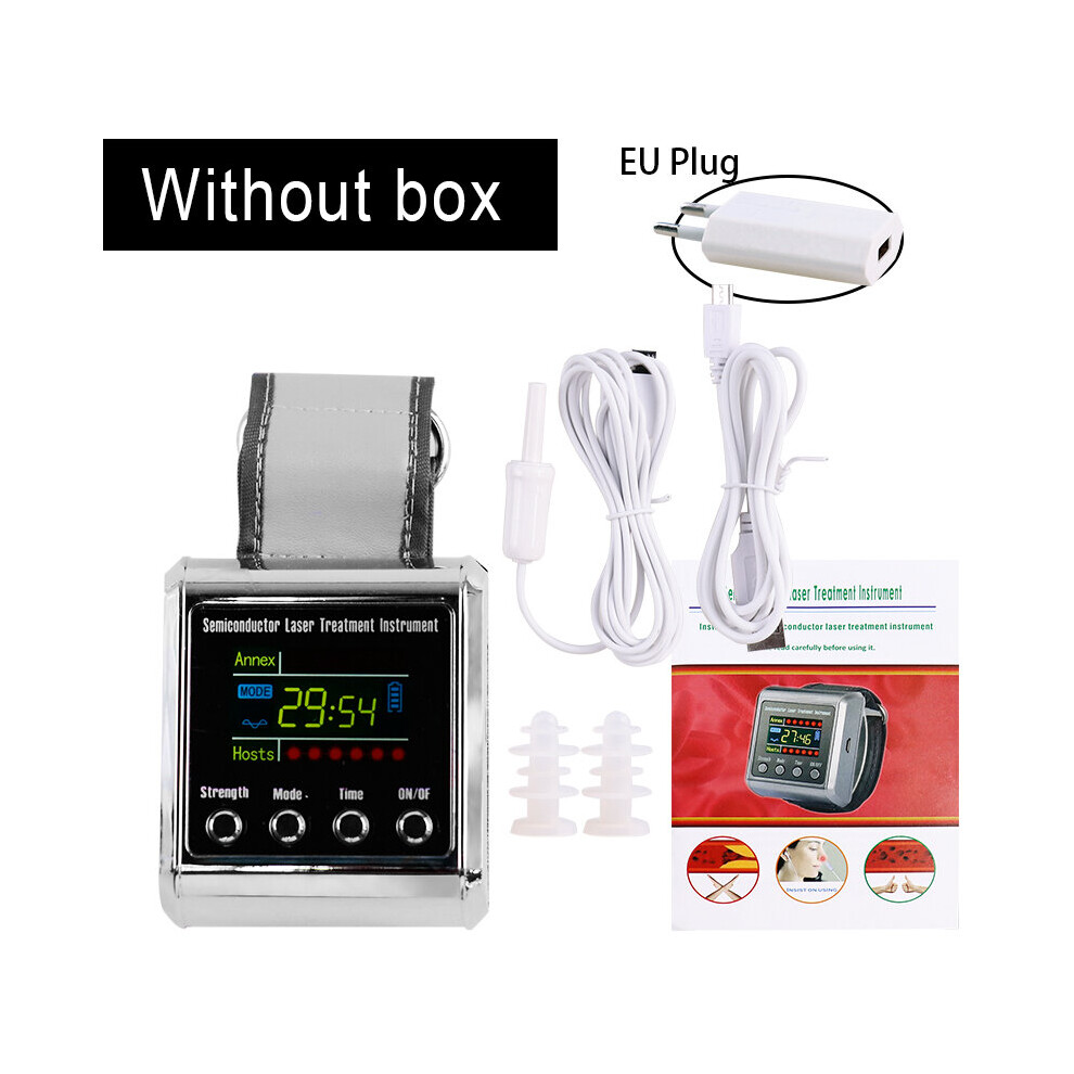 Dechoicelife (A-No Box Eu Plug) 650Nm Laser Wrist Watch Therapy Low Frequency Physiotherapy Laser Device To Treat Cholesterol Hypertension Rhinitis Diabetes