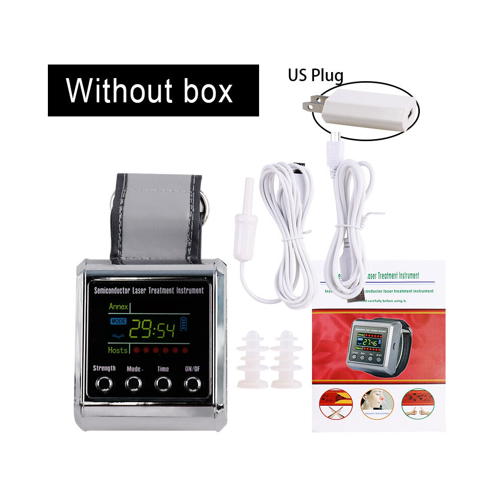 Dechoicelife (A-No Box Us Plug) 650Nm Laser Wrist Watch Therapy Low Frequency Physiotherapy Laser Device To Treat Cholesterol Hypertension Rhinitis Diabetes