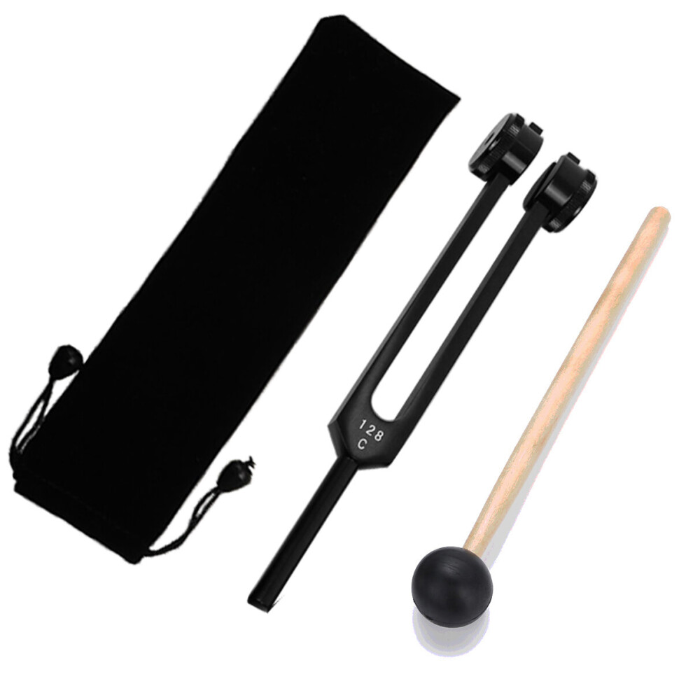 Dechoicelife Black (A-) 128Hz Medical Neurological Massager Tuning Fork Mallet Chakra Hammer Vibe Set For Sound Healing Therapy Nerve System Test Tool