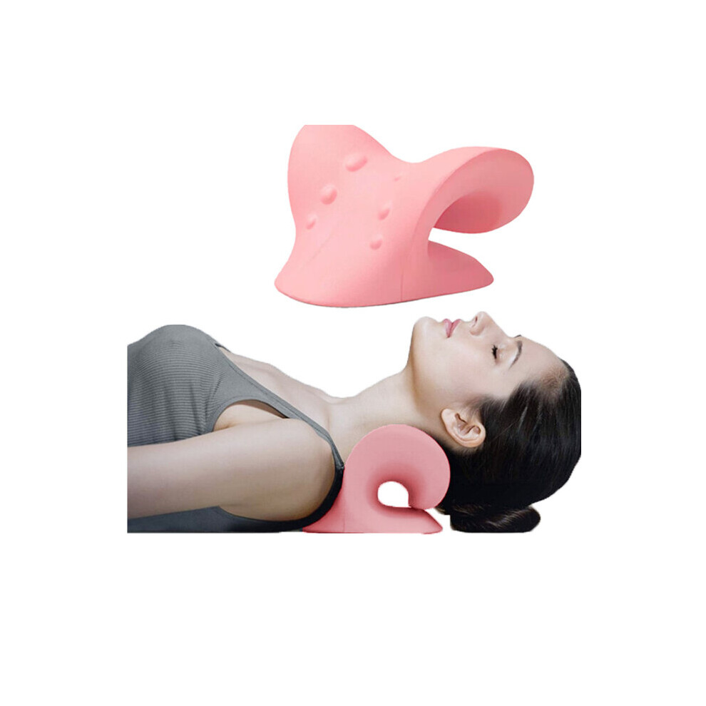 Dechoicelife (A-Pink) Neck Massager Shoulder Stretcher Massage Machine Pain Relief Cervical Spine Alignment Back And Neck Massager Beauty Health