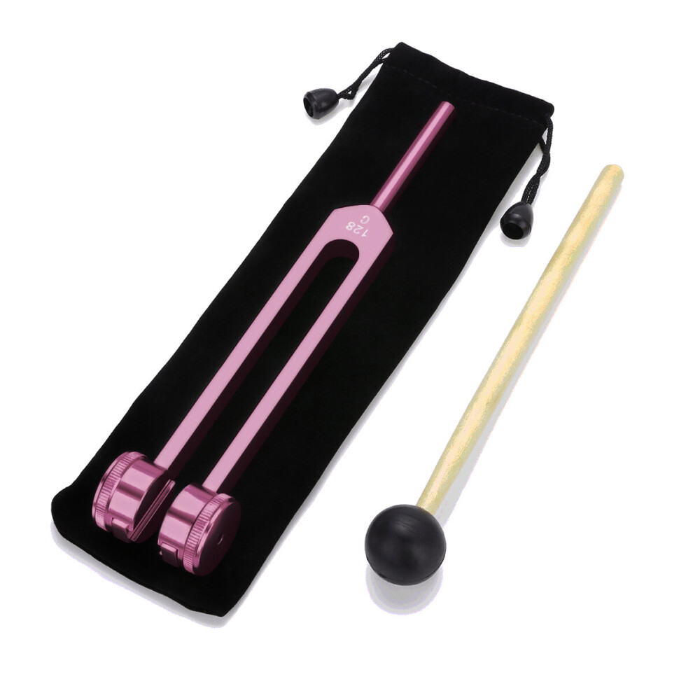 Dechoicelife Pink (A-) 128Hz Medical Neurological Massager Tuning Fork Mallet Chakra Hammer Vibe Set For Sound Healing Therapy Nerve System Test Tool