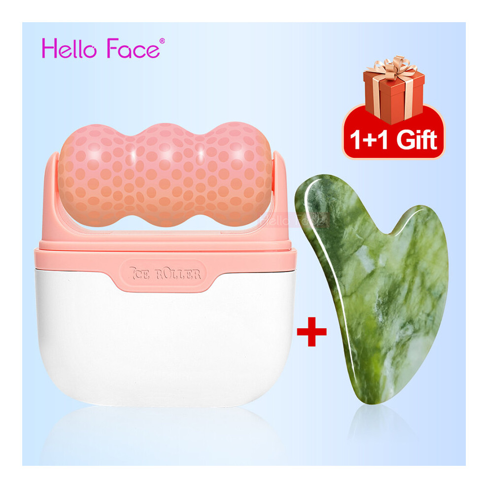 Dechoicelife Ivory (A-) Hello Face Ice Roller Facial Massage 2 Shape Heads Shrink Pores Cold Therapy Reusable Freezable Ice Massager Lifting Tools