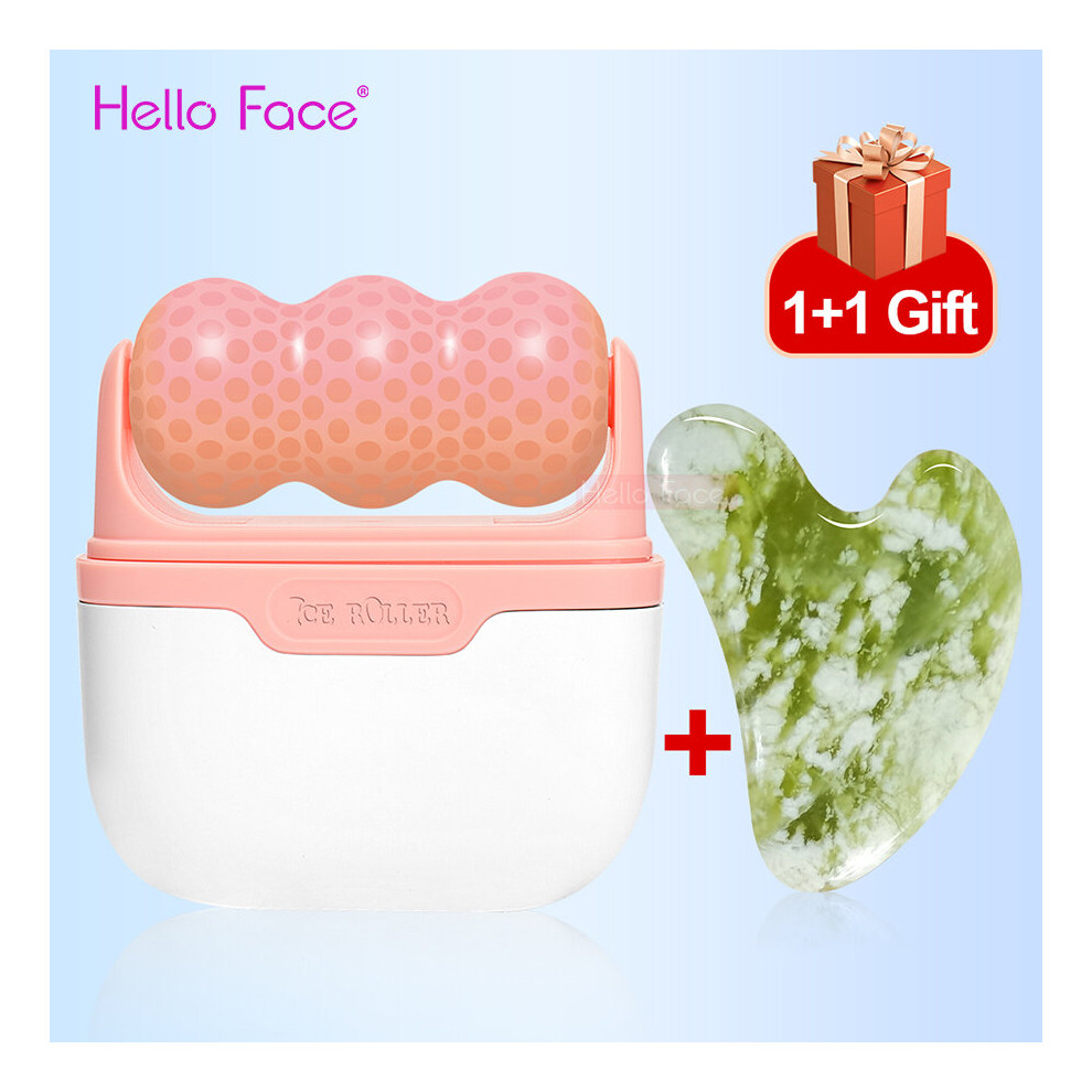Dechoicelife (A-Auburn) Hello Face Ice Roller Facial Massage 2 Shape Heads Shrink Pores Cold Therapy Reusable Freezable Ice Massager Lifting Tools