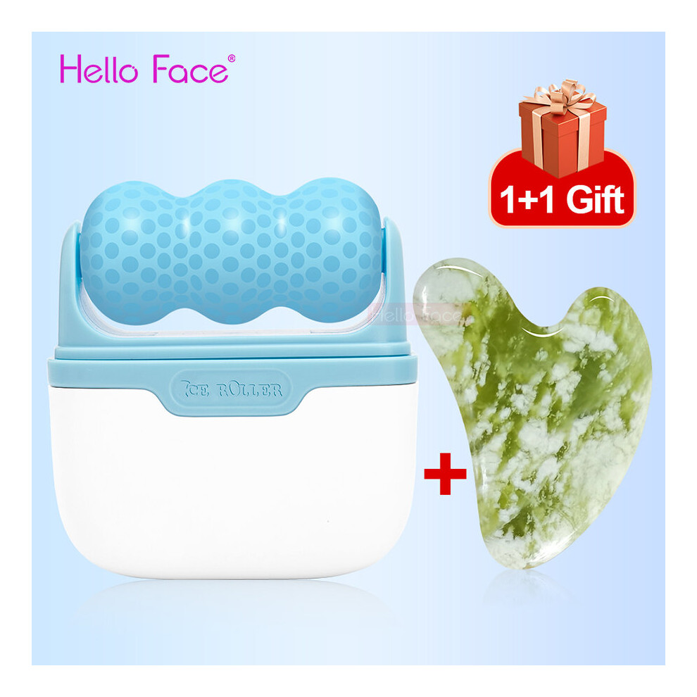 Dechoicelife Orange (A-) Hello Face Ice Roller Facial Massage 2 Shape Heads Shrink Pores Cold Therapy Reusable Freezable Ice Massager Lifting Tools