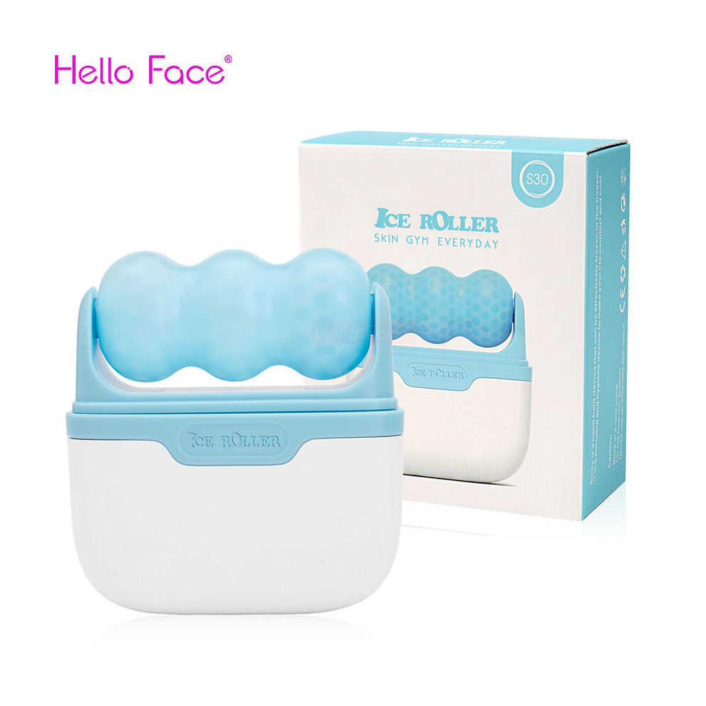 Dechoicelife Blue (A-) Hello Face Ice Roller Facial Massage 2 Shape Heads Shrink Pores Cold Therapy Reusable Freezable Ice Massager Lifting Tools