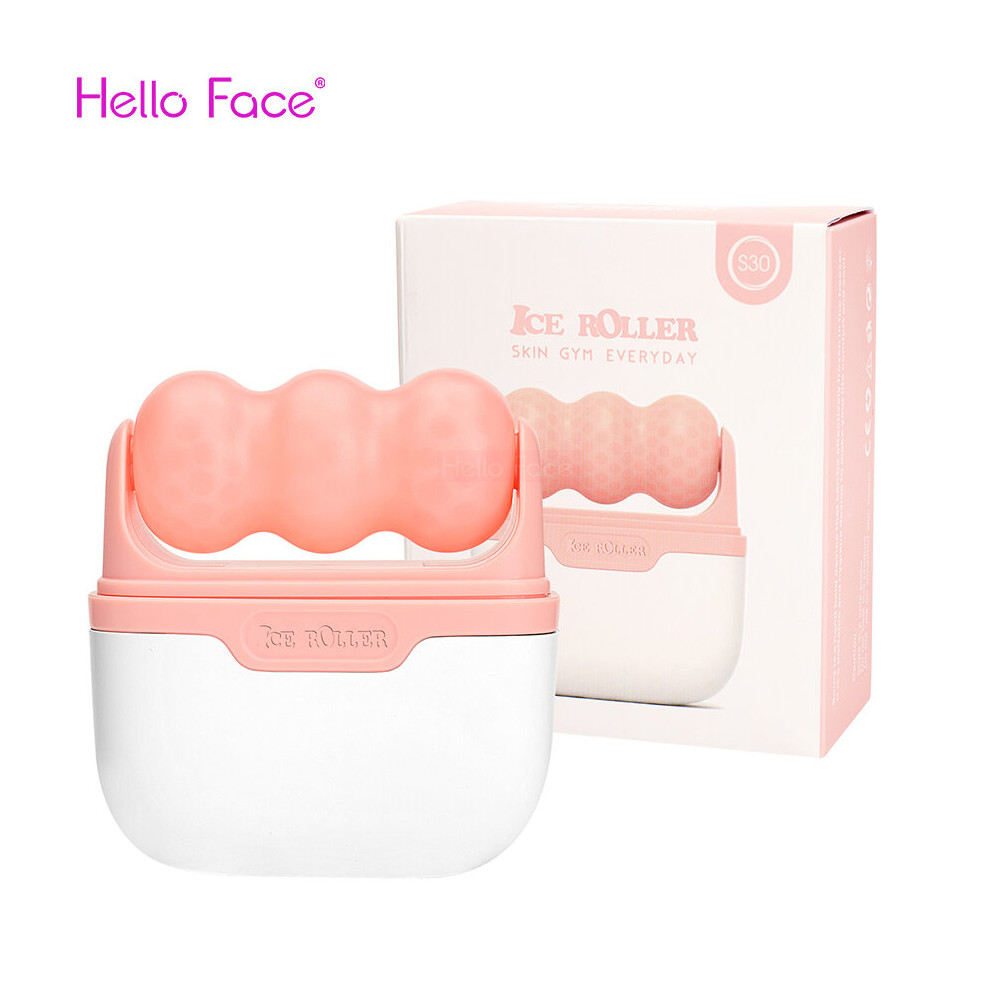 Dechoicelife Pink (A-) Hello Face Ice Roller Facial Massage 2 Shape Heads Shrink Pores Cold Therapy Reusable Freezable Ice Massager Lifting Tools