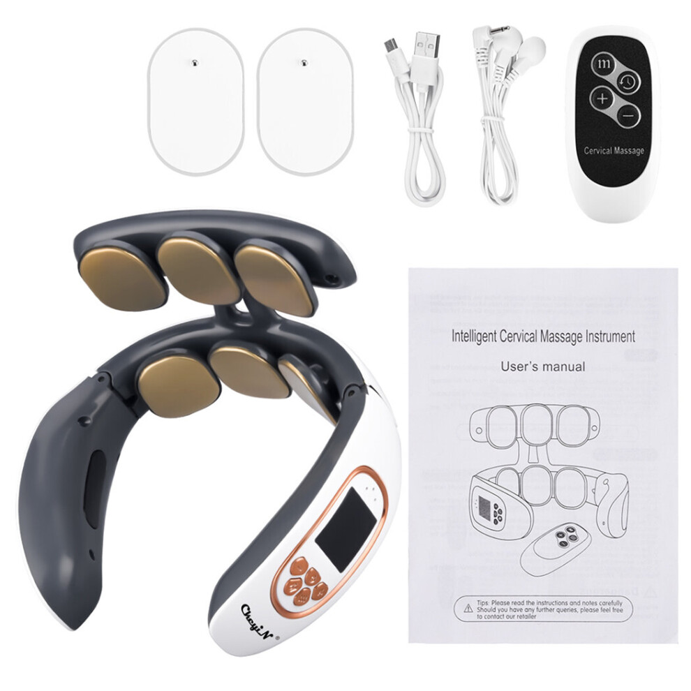 Dechoicelife White (A-Am293 ) Ckeyin Electric Back And Neck Massager Floating Cervical Muscle Massager Relieve Pain Tens Pulse Neck Massage Instrument