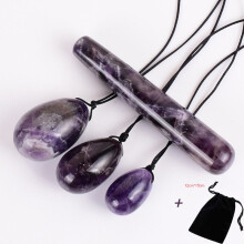 (a-Yoni Egg 06) Natural Amethyst Yoni Egg Yoni Wand Set Amethyst Massage Ball Vaginal Kegel Ball Women Muscle Training More Safer And Healthier