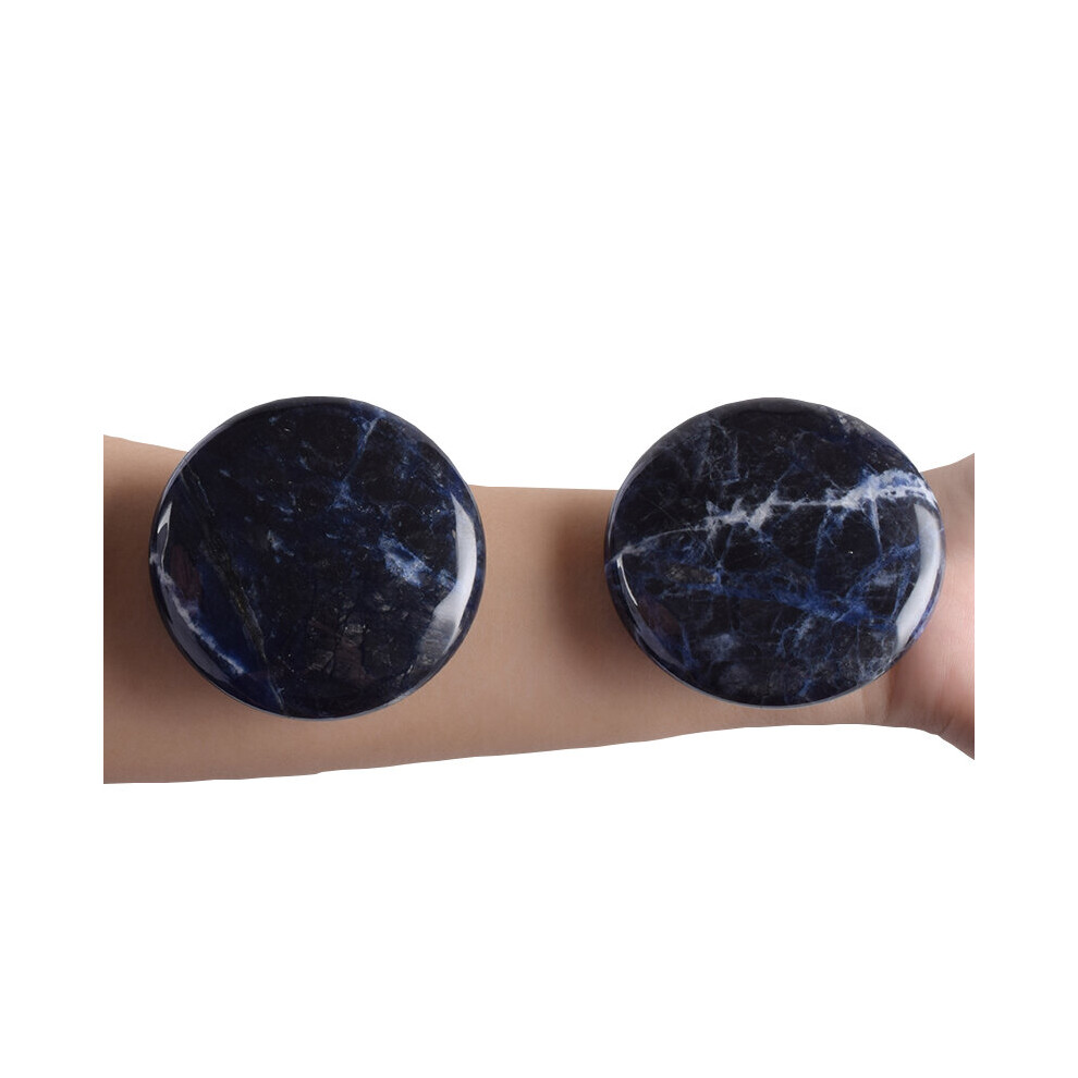 Dechoicelife (A-2 Pcs) Chakra Palm Stone Big Hot Massage Stone Natural Healing Spa Reiki Crystal Sodalite Beauty Health Care Energy Stone 65Mm