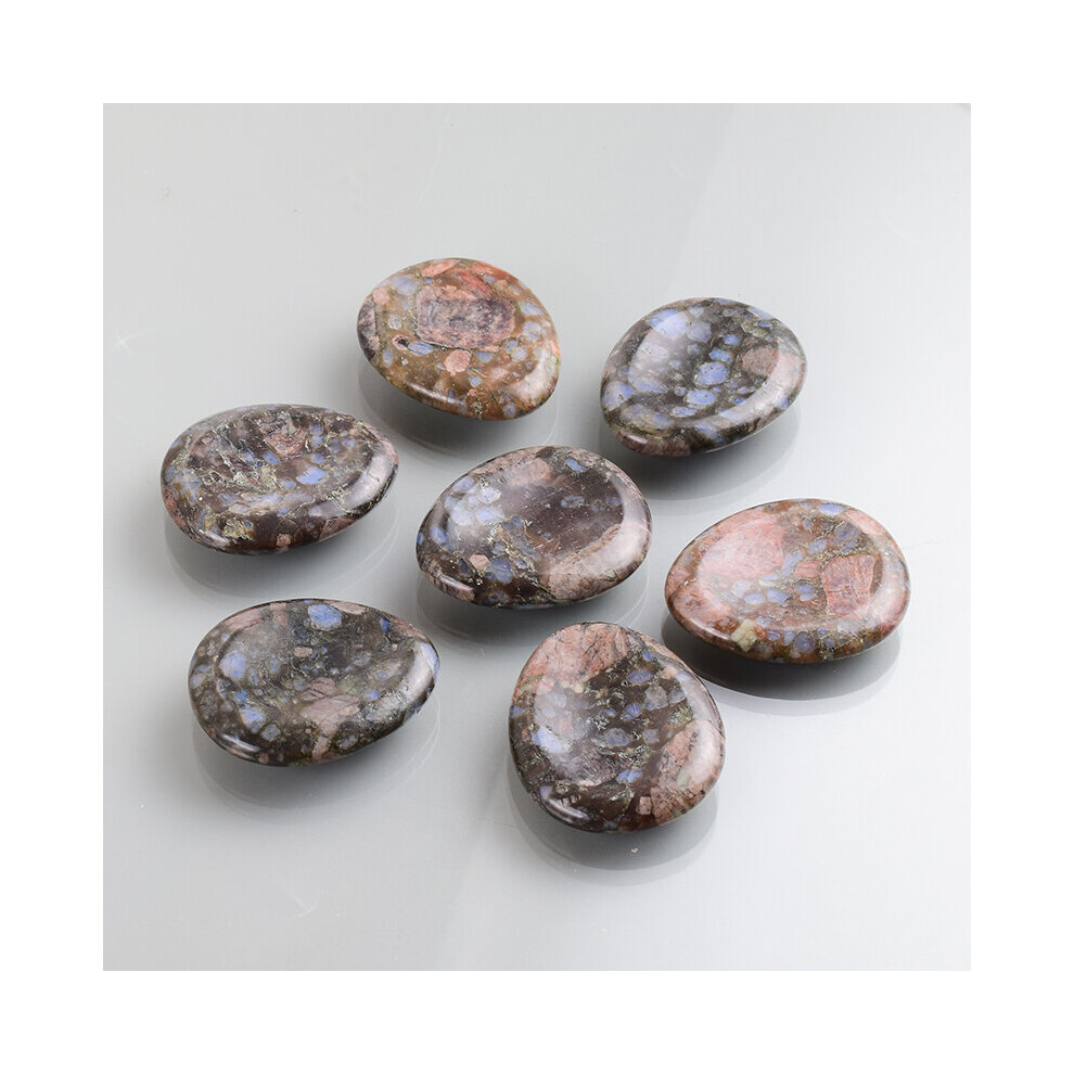 Dechoicelife (A-7 Pcs) Thumb Worry Stone Eye Neck Massage Stones Natural Sodalite Palm Stone Meditation Hot Spa Guasha Tool Reiki Beauty Health Care