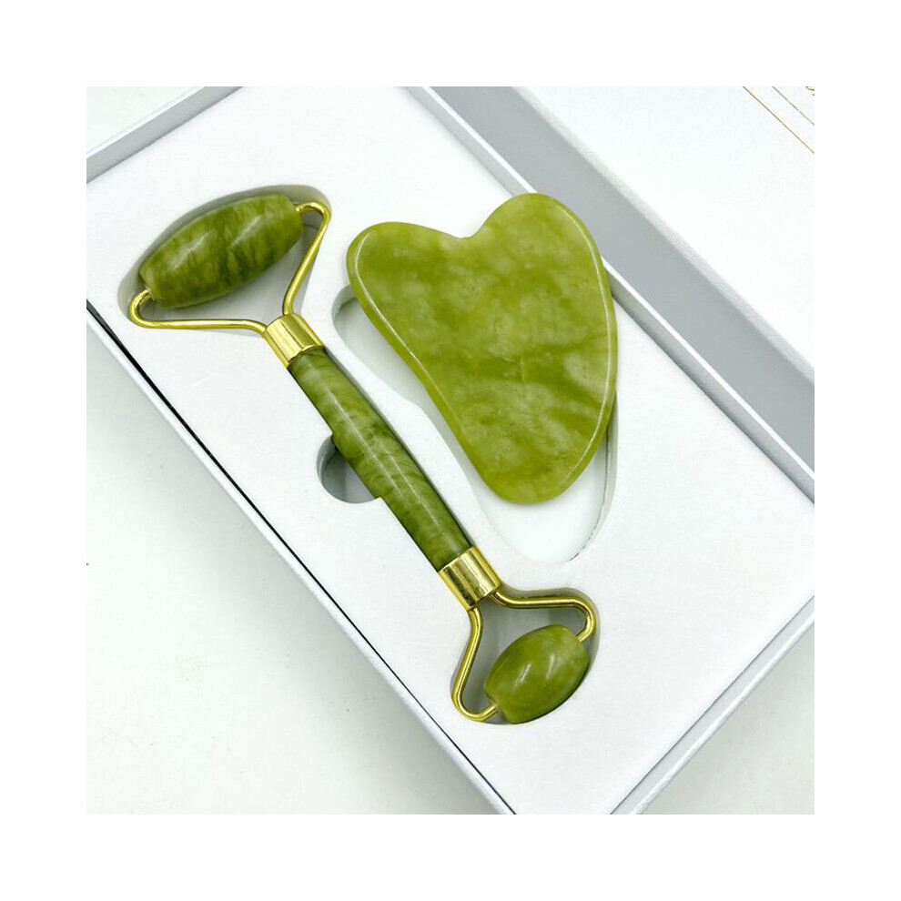 Photos - Massager  Facial Scraping Tool Face SPA GuaSha Lift Beauty Care Natural Jade Roller Scraper Gua Sha Board Set Zinc Alloy Str(a-1 Set)
