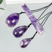 (a-4 pcs not box) Natural Amethyst Yoni Eggs Massage Wand Tool Gift Box Set Kegel Exercise Vaginal Muscle Training Massager Original Stone Crystal