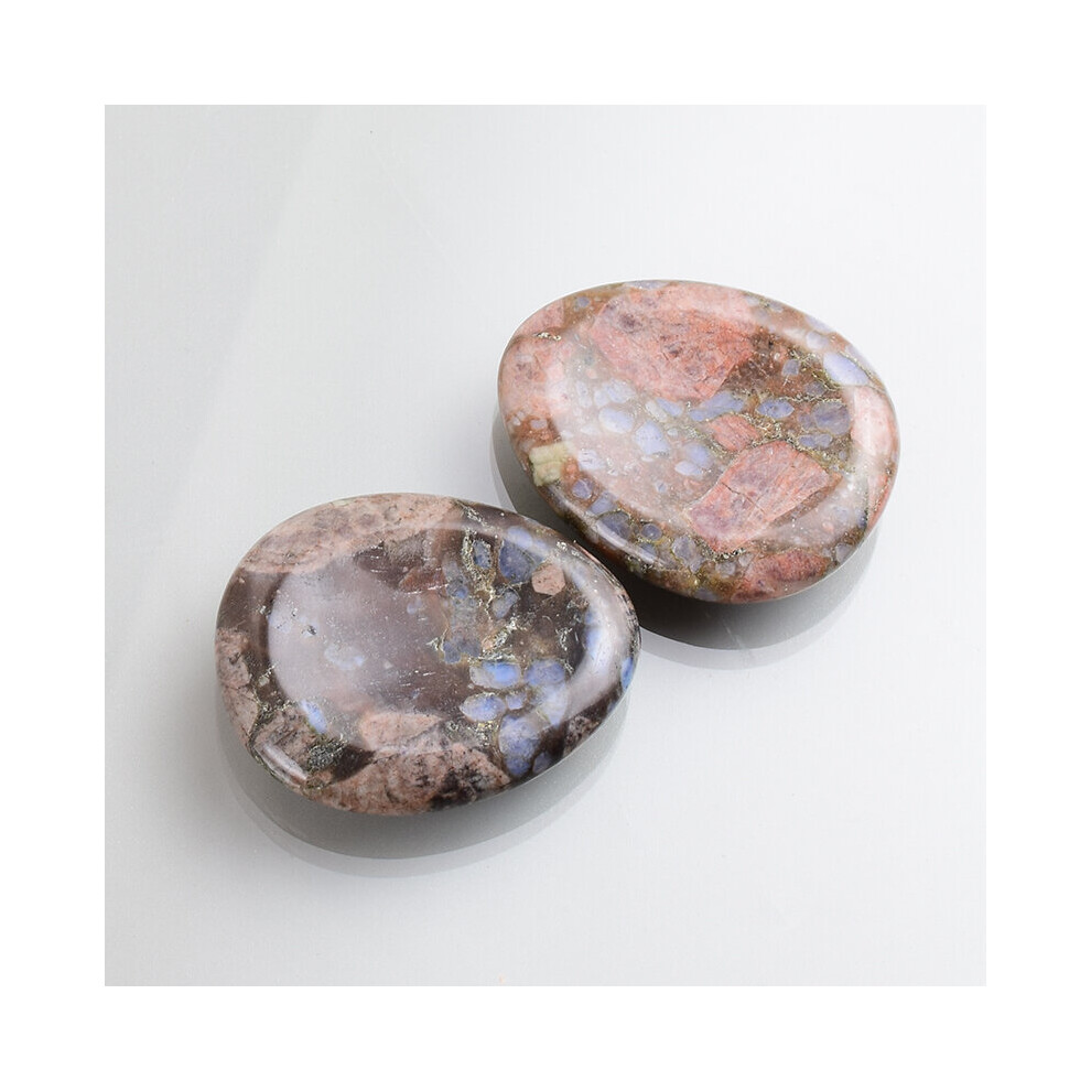 Dechoicelife (A-2 Pcs) Thumb Worry Stone Eye Neck Massage Stones Natural Sodalite Palm Stone Meditation Hot Spa Guasha Tool Reiki Beauty Health Care