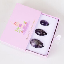(a-3 pcs and box) Natural Amethyst Yoni Eggs Massage Wand Tool Gift Box Set Kegel Exercise Vaginal Muscle Training Massager Original Stone Crystal