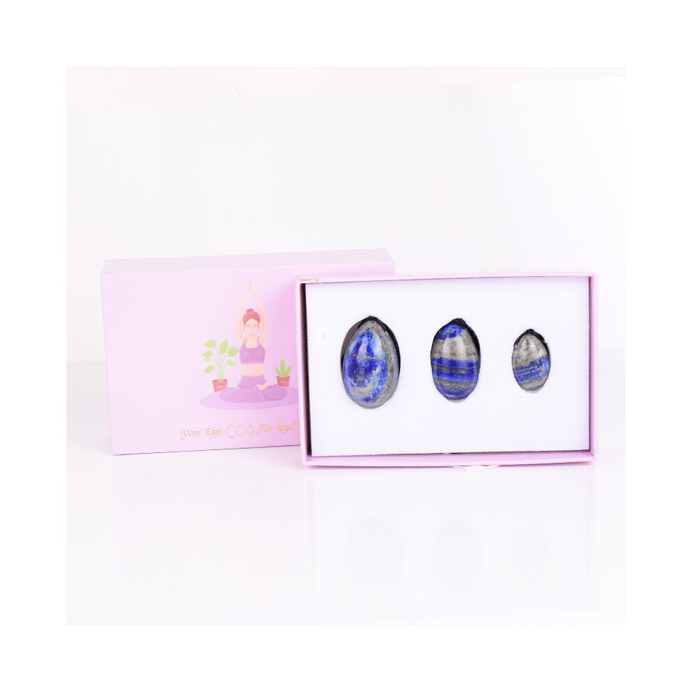 Dechoicelife (A-3 Pcs Gift Box) Kegel Exercise Tools 3 Pcs /Set Natural Lapis Lazuli Yoni Egg Crystal Quartz Massage Ball Pelvic Floor Muscle Vagina Health Care