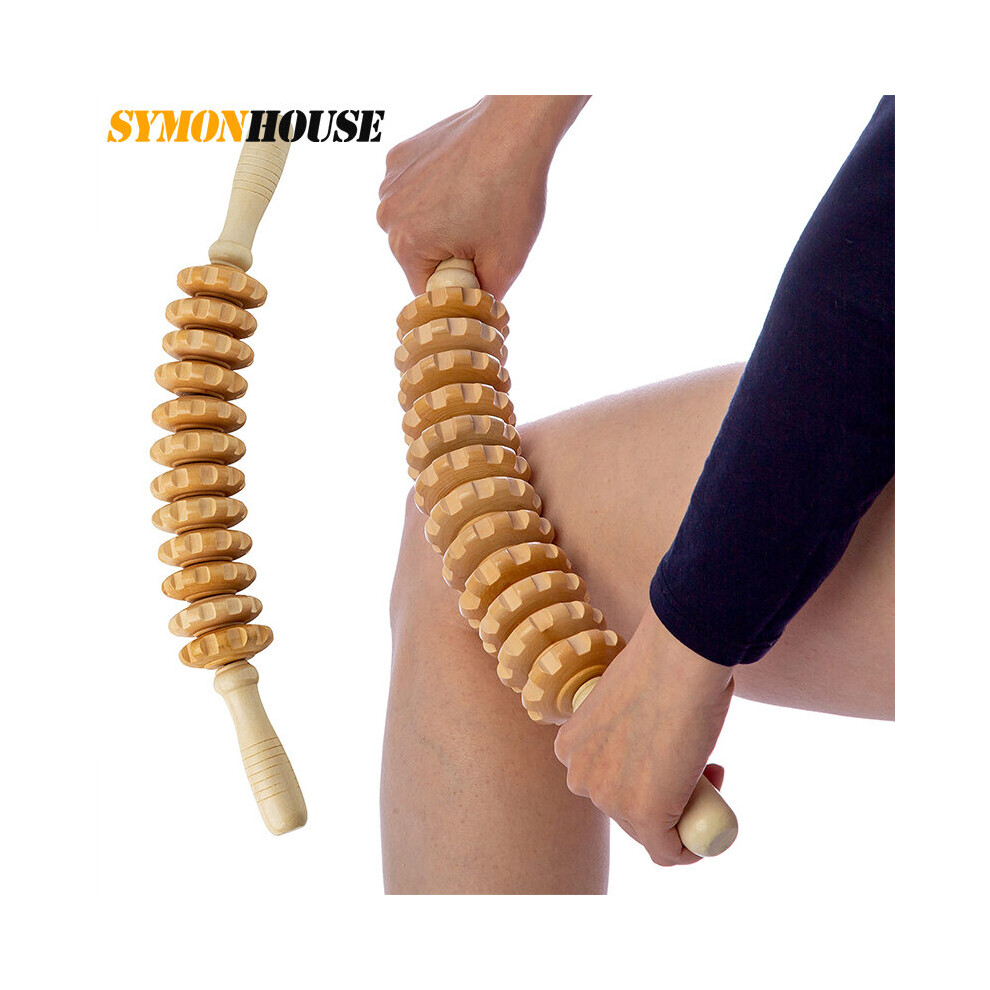 Dechoicelife Wood Therapy Roller Massage Tool Lymphatic Drainage Anti Cellulite Handheld Cellulite Trigger Point Stick Muscle Release Roller