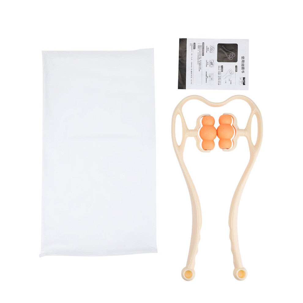 Dechoicelife Orange (A-) Manual Neck Massager 6-Ball Pressing Neck Shoulder Muscle Relaxation Neck Massage Roller Cervical Spine Pain Relief Massage Tool