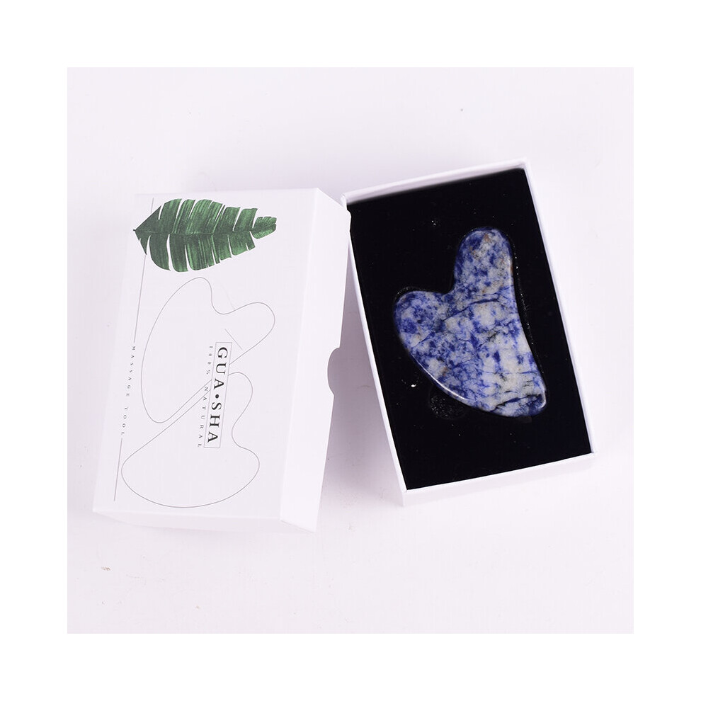 Dechoicelife (A-1 Pcs Set) Natural Sodalite Gua Sha Tool Massage Body Health Care Crystal Tools Set Spa Acupuncture Scraping Massager Head Face Beauty