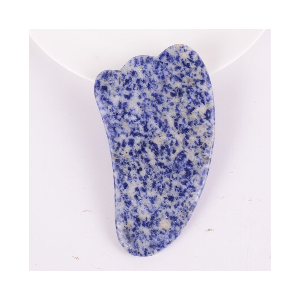 Dechoicelife (A-Transparent) Natural Sodalite Gua Sha Tool Massage Body Health Care Crystal Tools Set Spa Acupuncture Scraping Massager Head Face Beauty