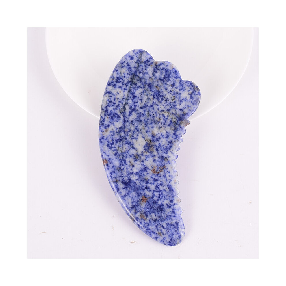 Dechoicelife (A-Army Green) Natural Sodalite Gua Sha Tool Massage Body Health Care Crystal Tools Set Spa Acupuncture Scraping Massager Head Face Beauty