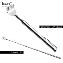 1Pcs Portable Stainless Steel Telescopic Pen ClipTelescopic Body Back Scratcher Itch Scratch Tool