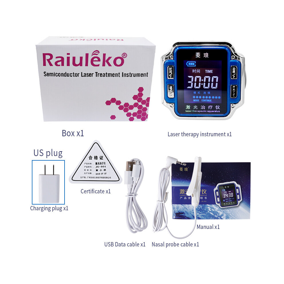Dechoicelife (A-314 With Box Us) 650Nm Laser Therapy Watch Lllt Wrist Watch For Hypertension Diabetes Cholesterol Treatment Laser Nose Rhinitis Sinusitis Therapy