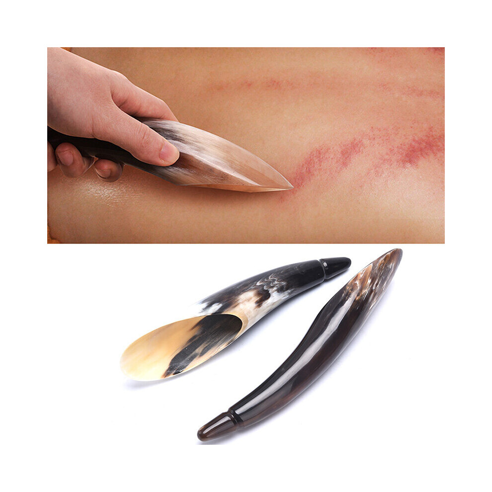Dechoicelife 1Pcs Natural Buffalo Horn Guasha Board Spa Scraping Plate Gua Sha Massage Tool Scraping Board Health Care