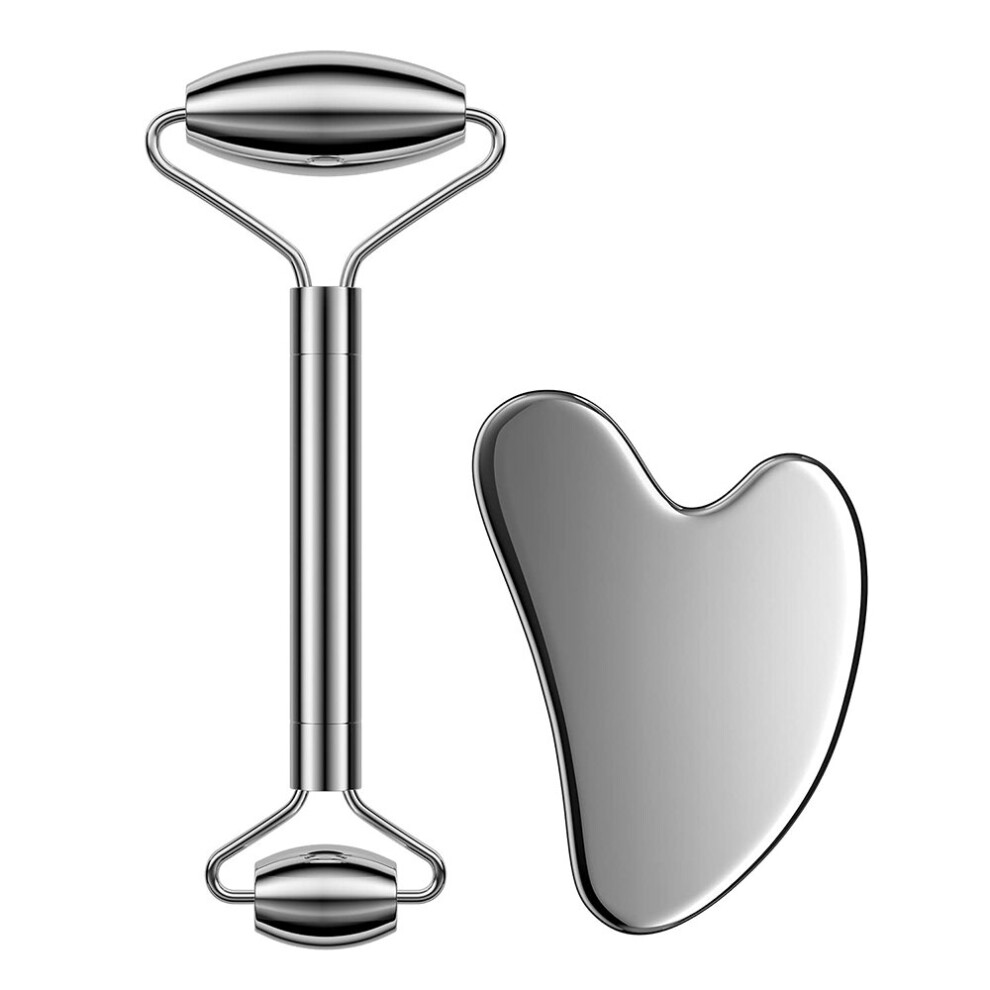 Dechoicelife Tcare Stainless Steel Face Roller Gua Sha Set, Asian Beauty Secret For Face,Eye,Nose,Neck,Body Muscle Relaxing Prevents Wrinkles