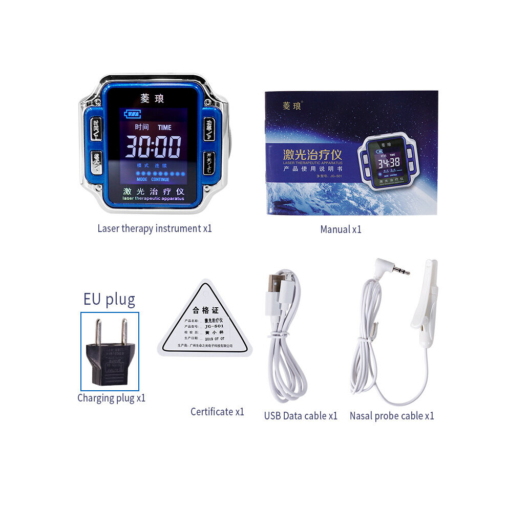 Dechoicelife (A-314 No Box Eu) 650Nm Laser Therapy Watch Lllt Wrist Watch For Hypertension Diabetes Cholesterol Treatment Laser Nose Rhinitis Sinusitis Therapy