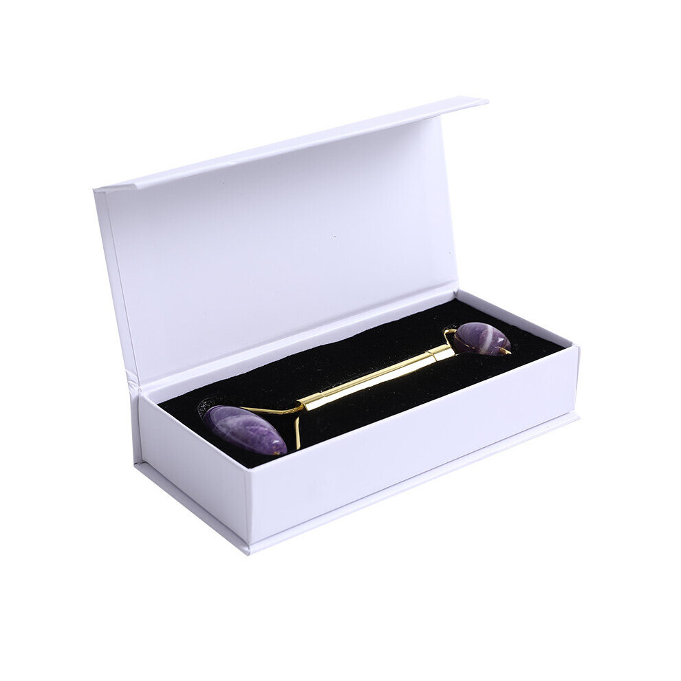 Dechoicelife (A-Purple With Box) Rose Quartz Roller Slimming Face Massager Lifting Tool Natural Stone Facial Massage Green Jade Roller With Box Skin Massage