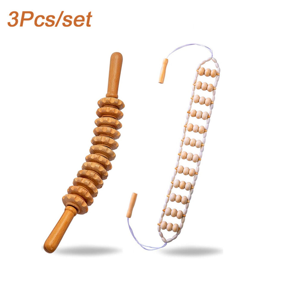 Dechoicelife Beige (A-) Maderoterapia Kit,Wood Therapy Massage Tools,Wood Swedish Cup & Roller Rope,Wooden Therapy Lymphatic Anti Cellulite