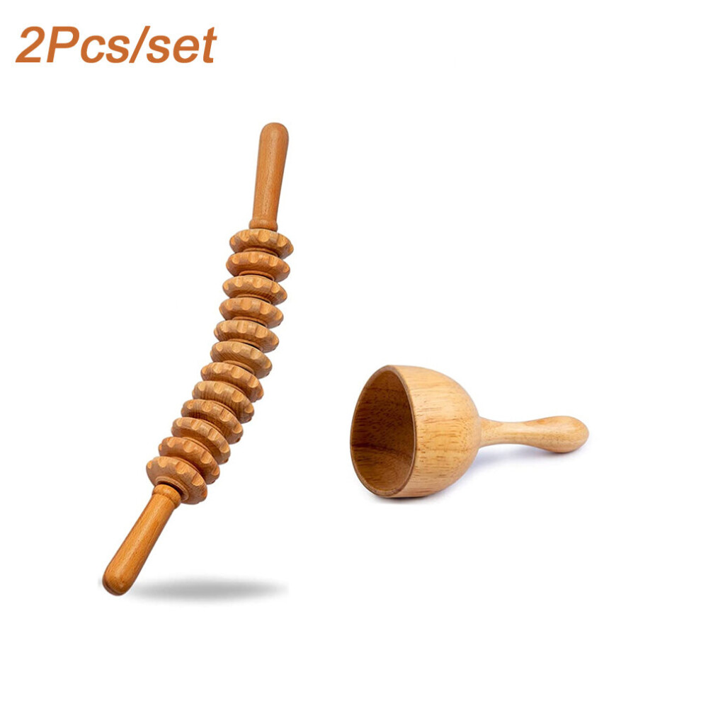 Dechoicelife Black (A-) Maderoterapia Kit,Wood Therapy Massage Tools,Wood Swedish Cup & Roller Rope,Wooden Therapy Lymphatic Anti Cellulite