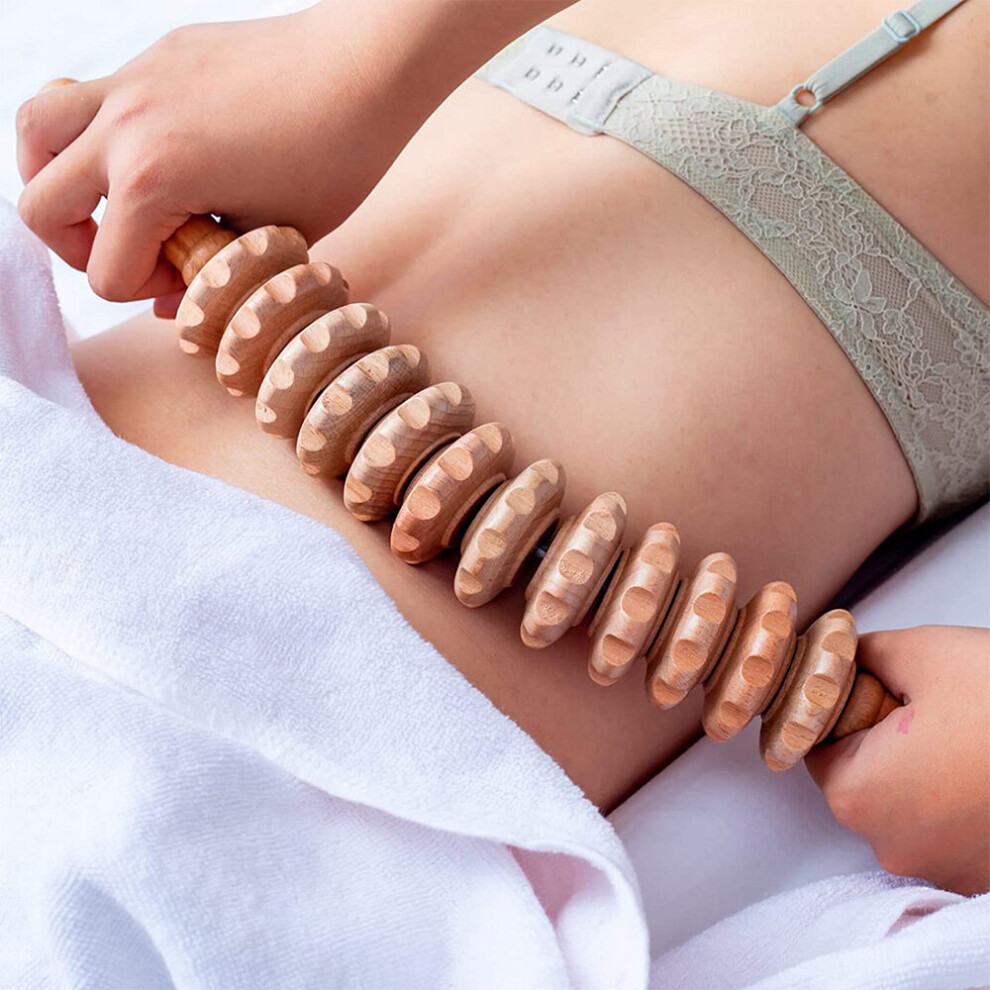 Dechoicelife Curved Wood Therapy Roller Massage Tools Wooden Massage Muscle Roller Stick For Anti-Cellulite Lymphatic Drainage Body Massager