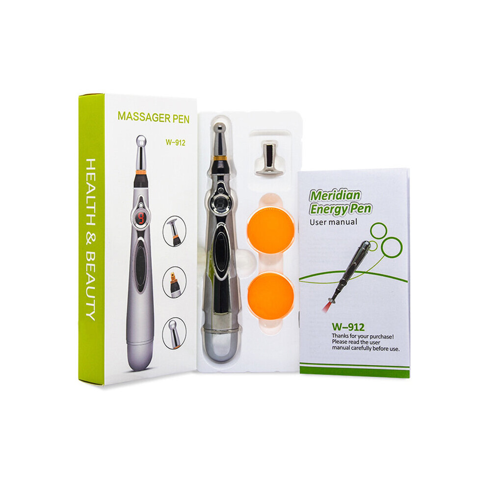 Dechoicelife (A-With Box) Electronic Acupuncture Pen Electric Meridians Laser Therapy Heal Massage Meridian Electric Pulse Relief Pain Tools