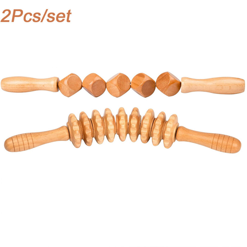 Dechoicelife (A-2Pcs) Wood Therapy Massage Tools Lymphatic Drainage Massager Body Sculpting Tool Maderoterapia Kit Wooden Swedish Cup