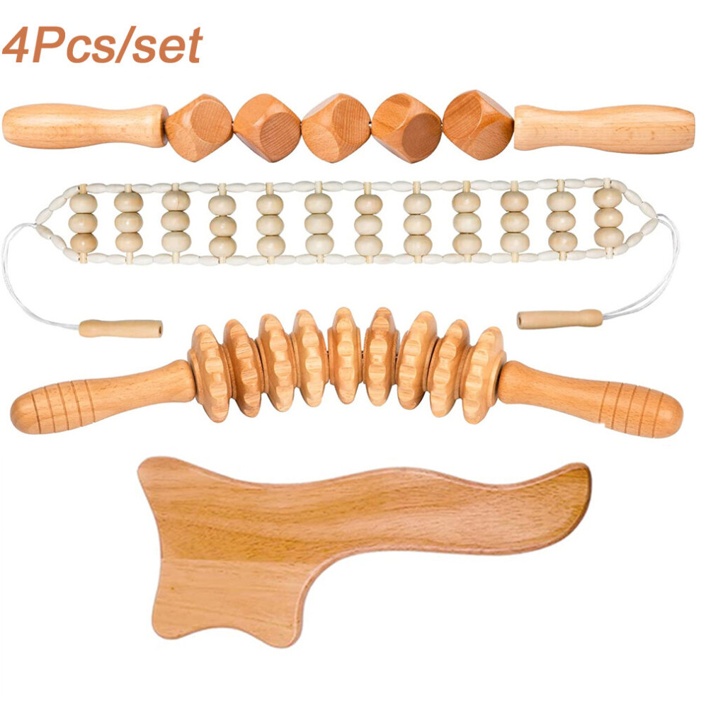 Dechoicelife Ivory (A-) Wood Therapy Massage Tools Lymphatic Drainage Massager Body Sculpting Tool Maderoterapia Kit Wooden Swedish Cup