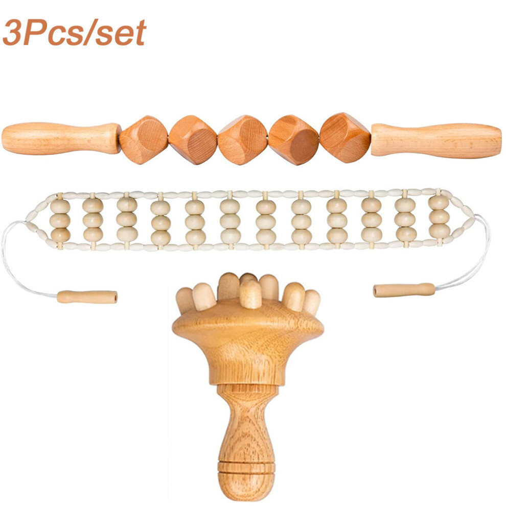 Dechoicelife Red (A-) Wood Therapy Massage Tools Lymphatic Drainage Massager Body Sculpting Tool Maderoterapia Kit Wooden Swedish Cup