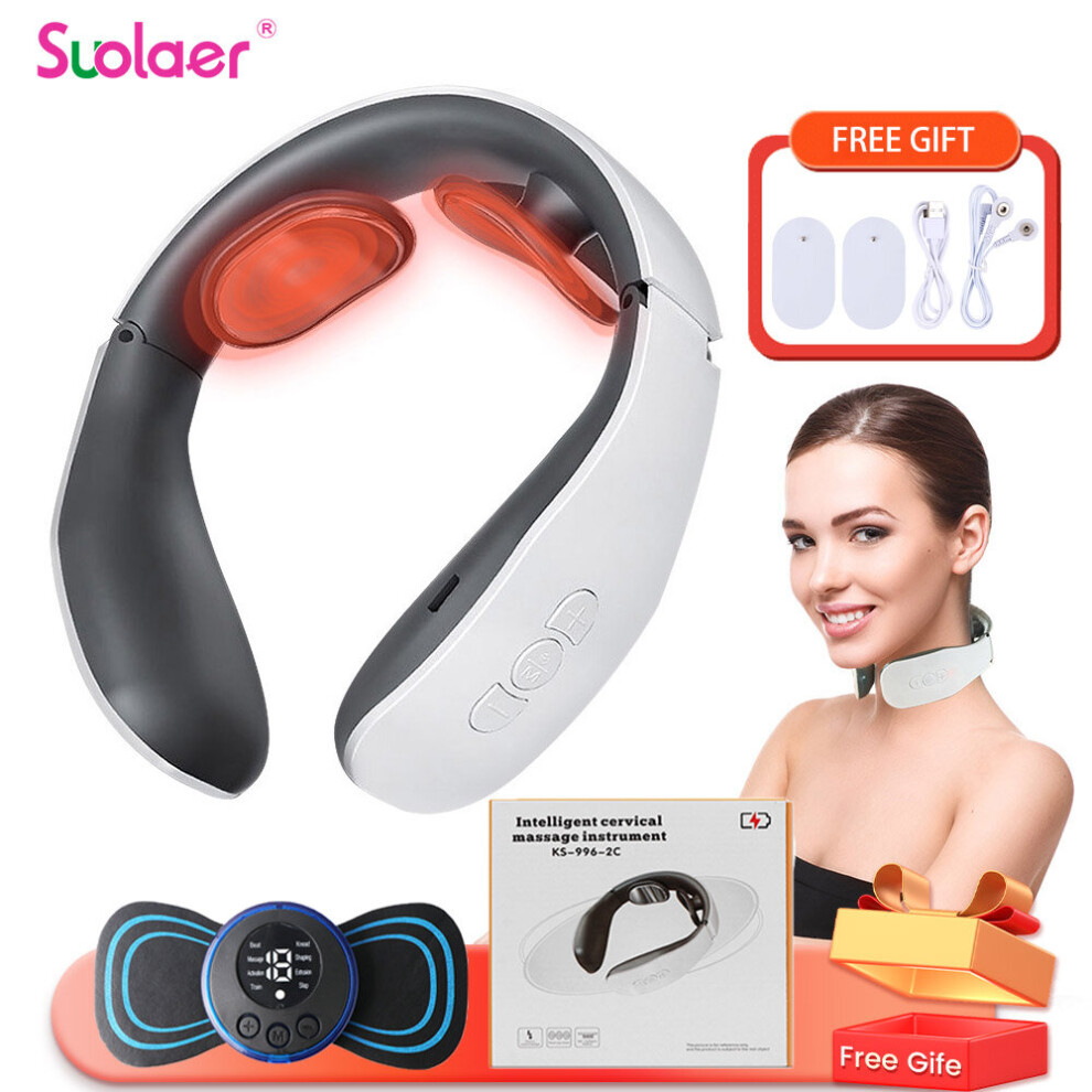 Dechoicelife Usb Electric Neck Back Massager Low Frequency Pulse Relax Massage Hot Compress Pain Relief + Ems Massage Patch Muscle Stimulator
