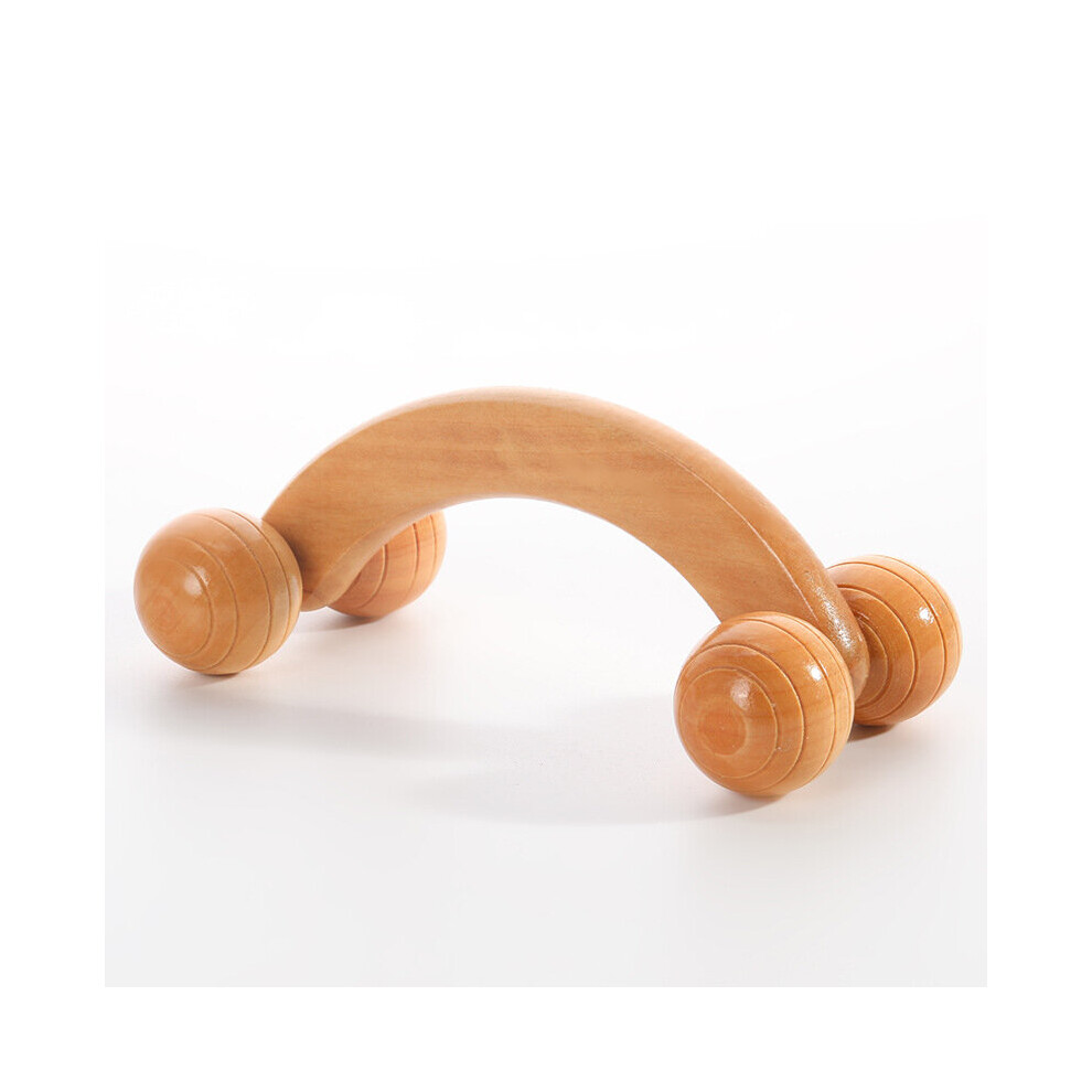 Dechoicelife (A-Round Four Wheel) Handheld Massage Roller Sore Muscle Wood Therapy Massage Tools Body Wooden Fascia Roller Deep Tissue Lymphatic Drainage Massager
