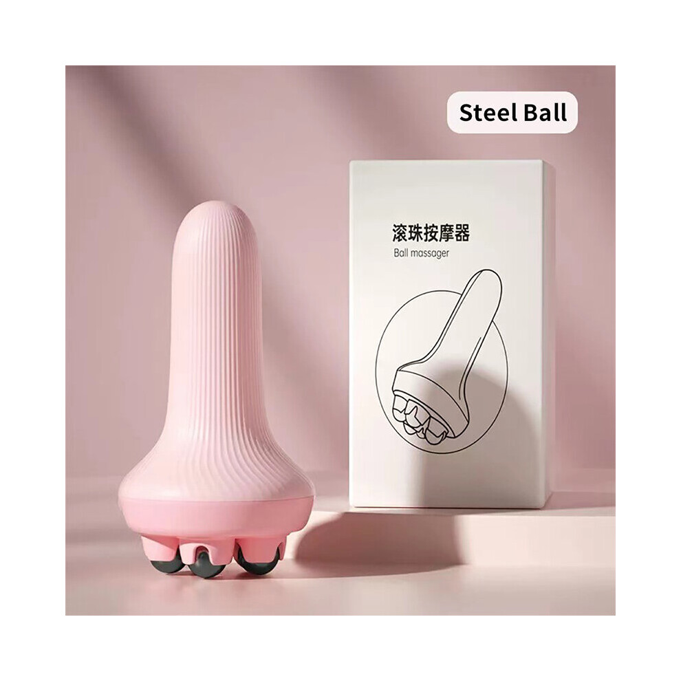 Dechoicelife Pink (A- Steel Ball) Massage Roller Multifunctional Meridian Brush Body Therapy Massager Anti-Cellulite Muscle Pain Relief Relax Massager For Body