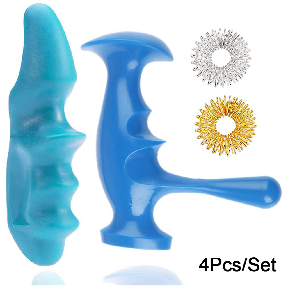 Dechoicelife (A-Set B-4Pcs) 4Pcs/Set Body Trigger Point Pressure Massager Thumb Saver Finger Massage Rings Deep Tissue Massage Tools Muscle Stress Relief