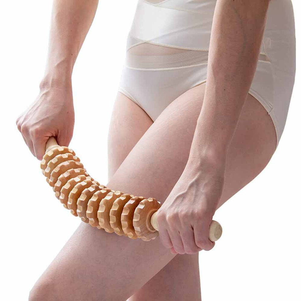 Dechoicelife Wood Therapy Roller Gear Stick Massage Tool Cellulite Slimming Roller Massager Lymphatic Drainage Body Shaping Trigger Stick