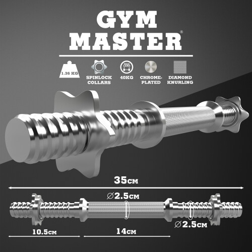 GYM MASTER Pair of Dumbbell Bars with Spinlock Collars 1