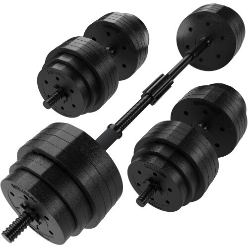 GYM MASTER 30kg Adjustable Dumbbell Bars with Bar Joiner - 40kg Long Bar for Home Gym Workouts