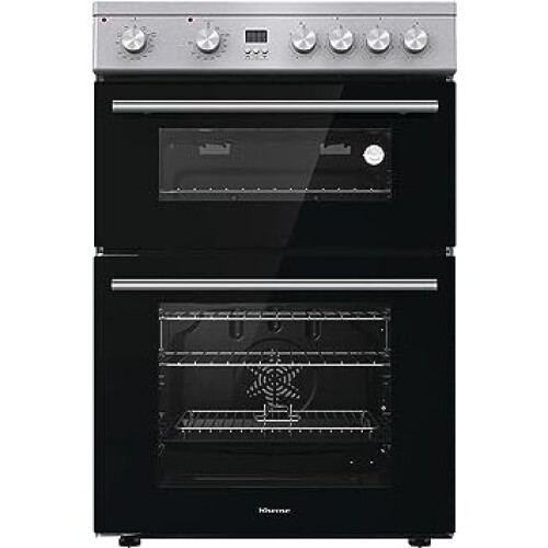 Hisense HDE3211BXUK 60cm Electric Cooker with Ceramic Hob - Brushed stainless steel -A+/A Rated Double Oven