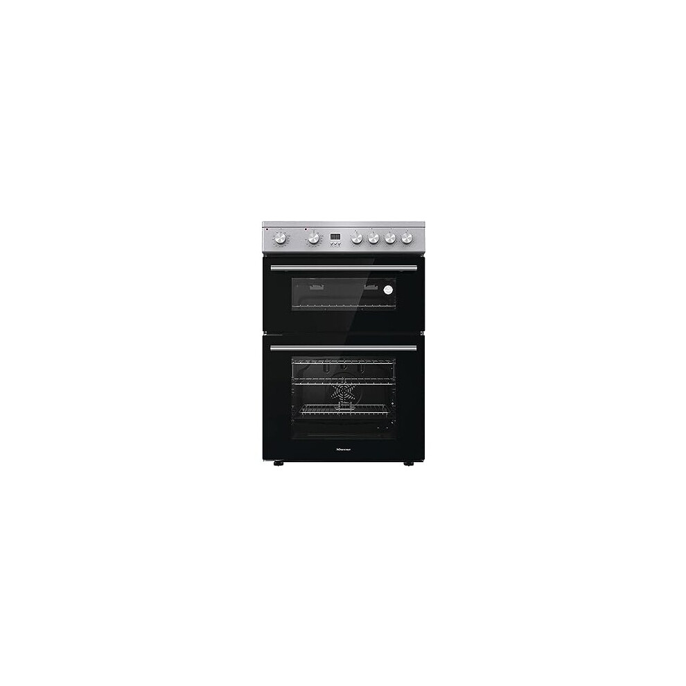 Hisense HDE3211BXUK 60cm Electric Cooker with Ceramic Hob - Brushed stainless steel -A+/A Rated Double Oven